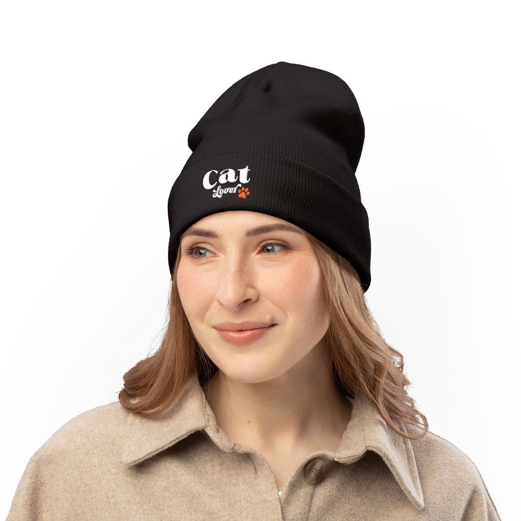 Retro Embroidered Cat Lover Beanie