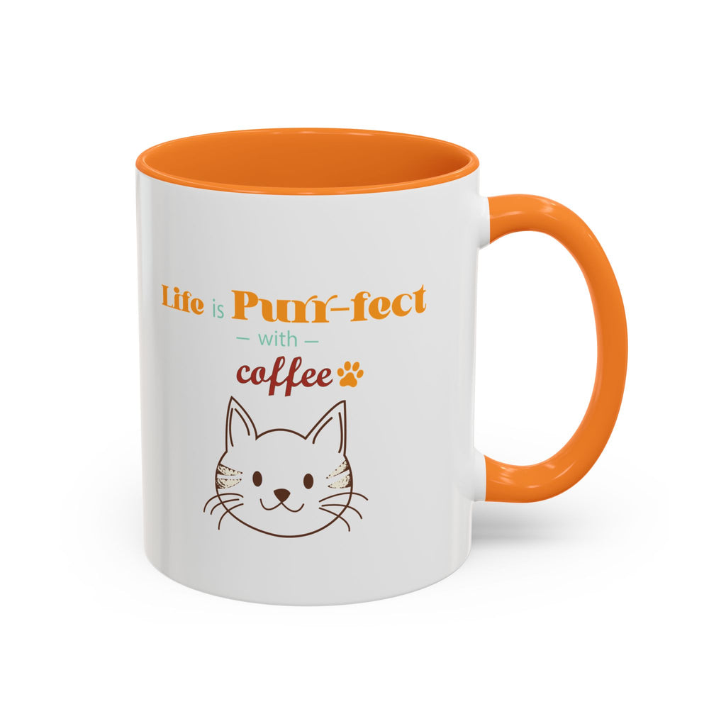 Life Is Purr-fect Coffee Mug — Colorful Cat Lover Ceramic Mug (11oz, 15oz)
