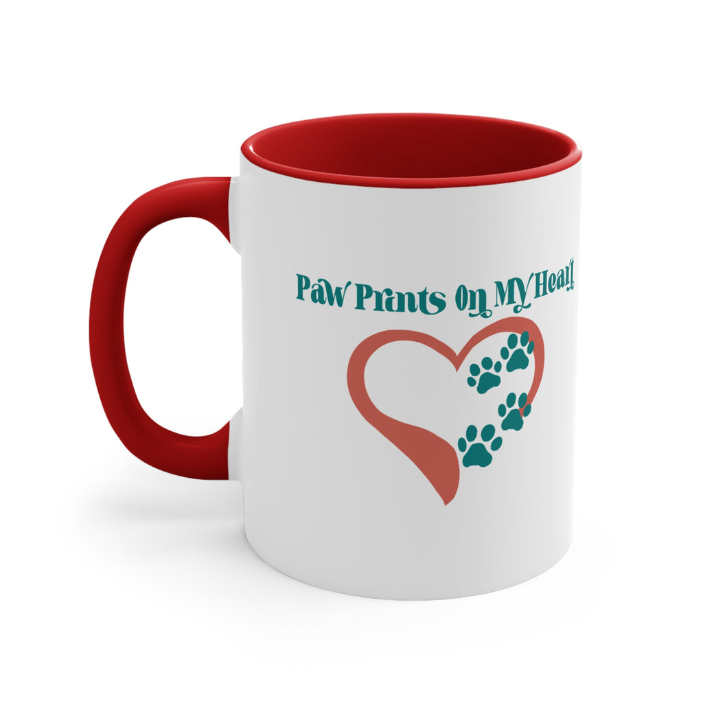 Paw Prints On My Heart Accent Mug — Cute Pet Lover Coffee Cup