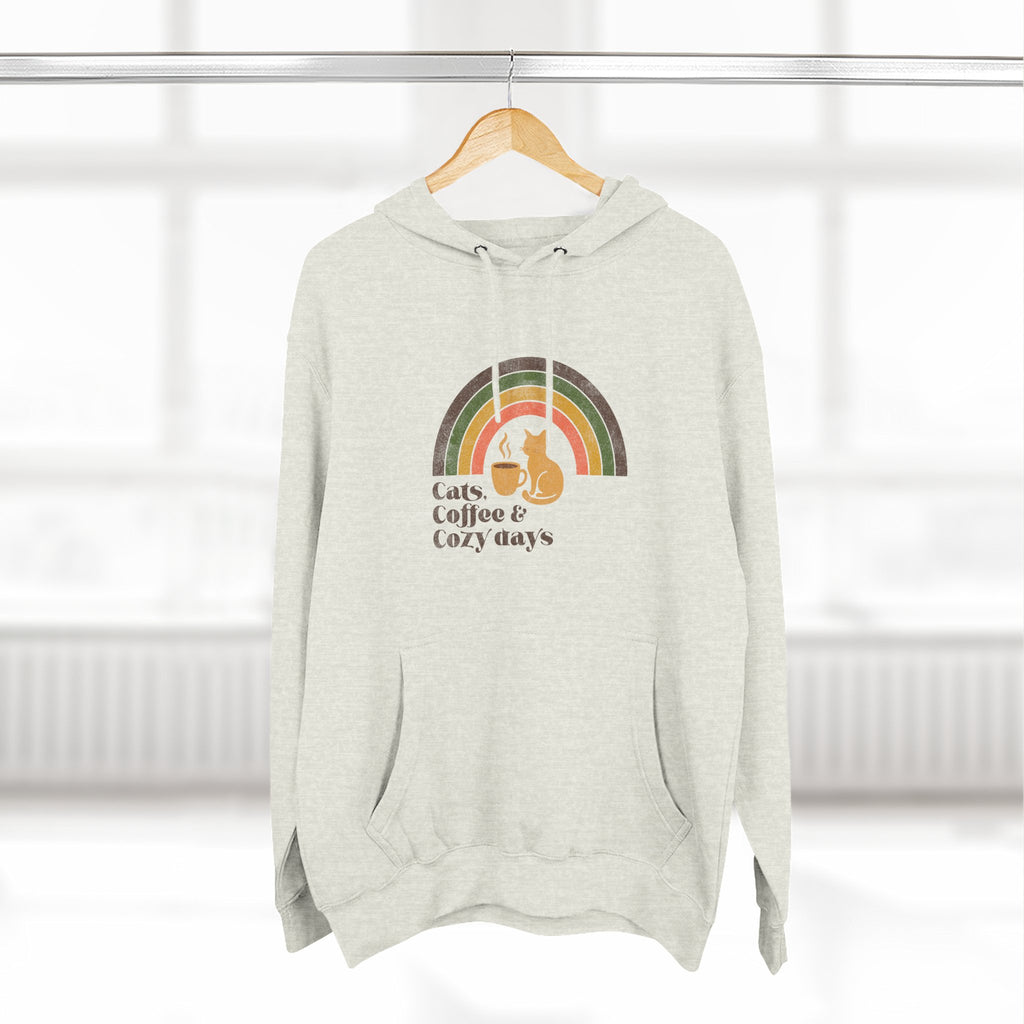 Retro Cats Coffee Cozy Days Hoodie | Cat Lover Graphic