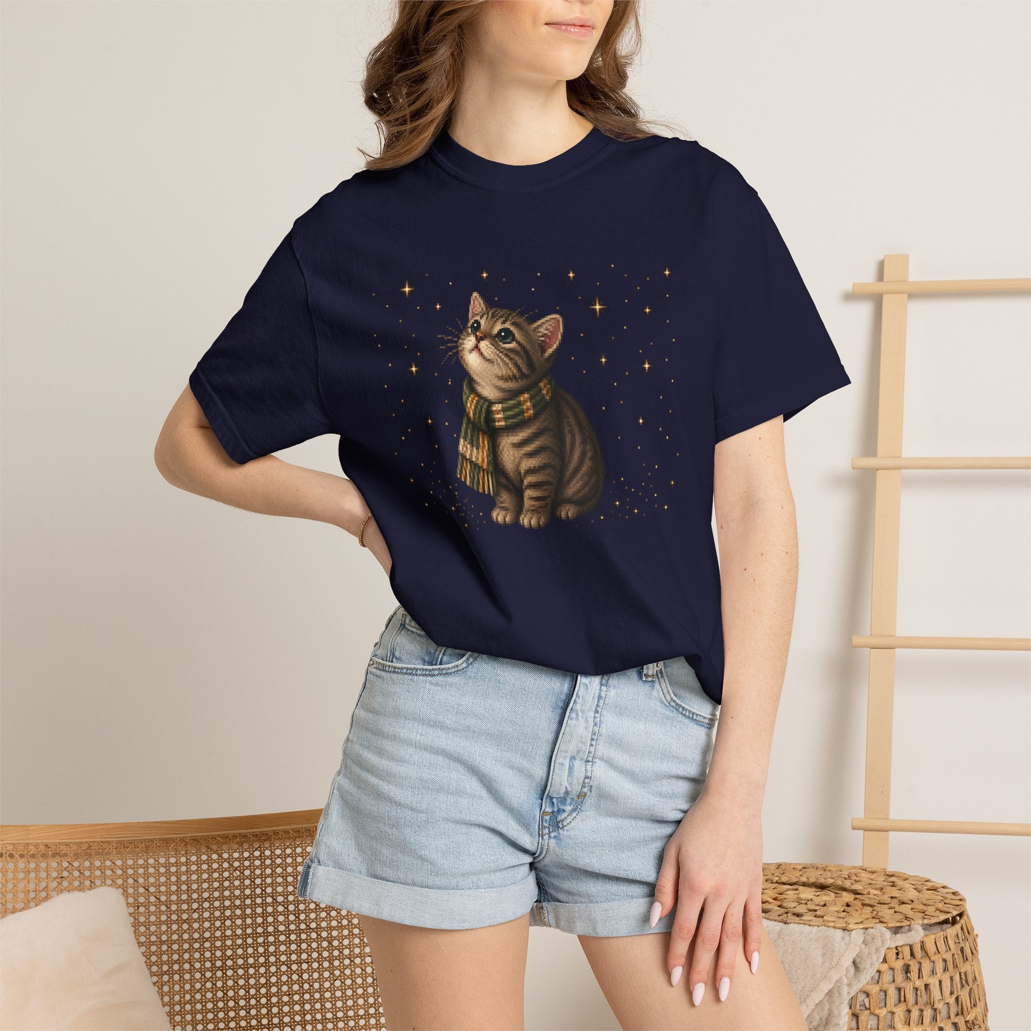 Pixel Star Gazer Cat T-Shirt