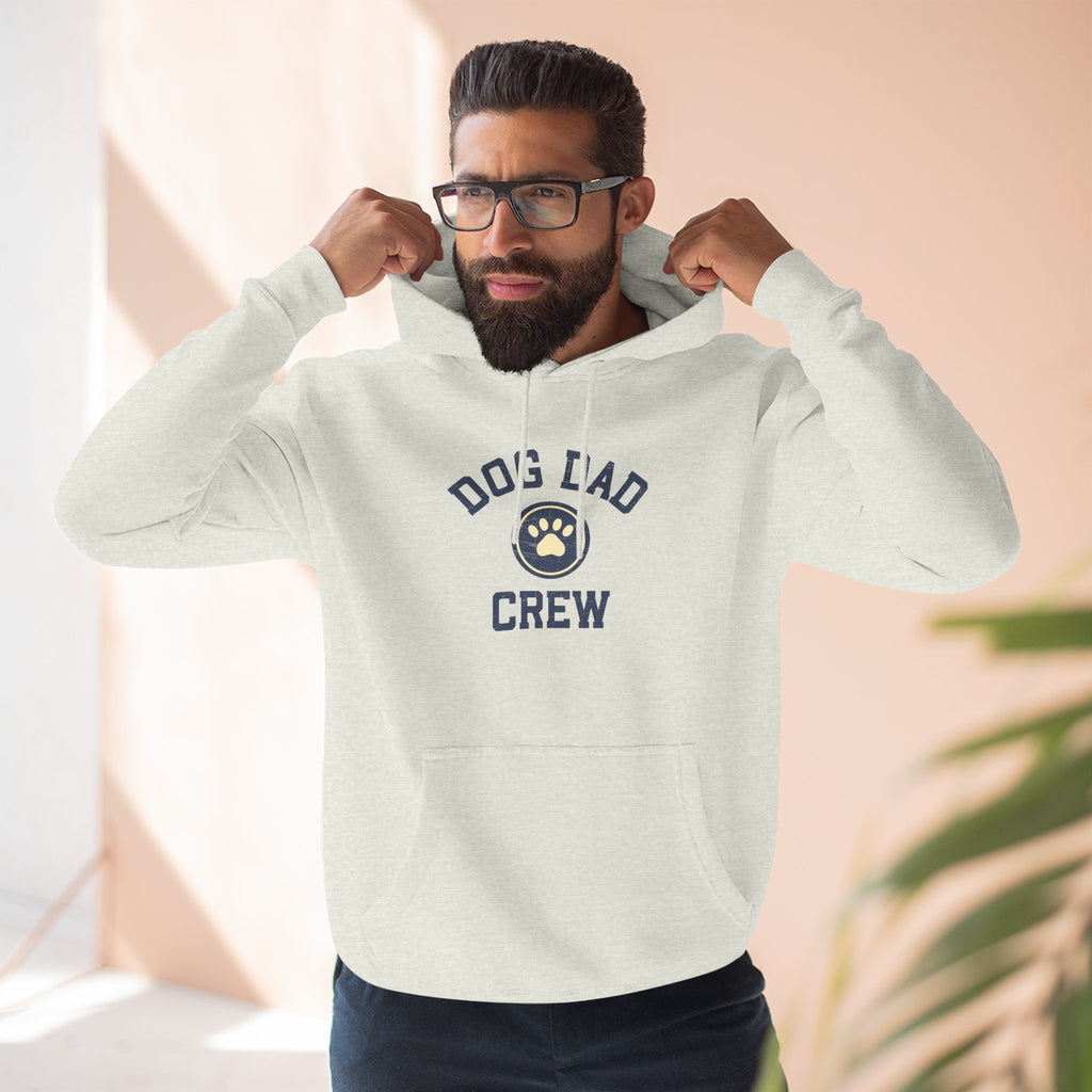 Retro Dog Dad Crew Three-Panel Fleece Hoodie | Dog Lover Vintage Design