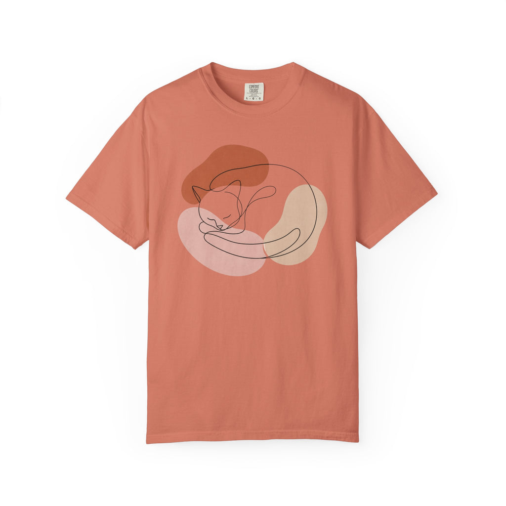 Cozy Curled Cat Silhouette T-Shirt