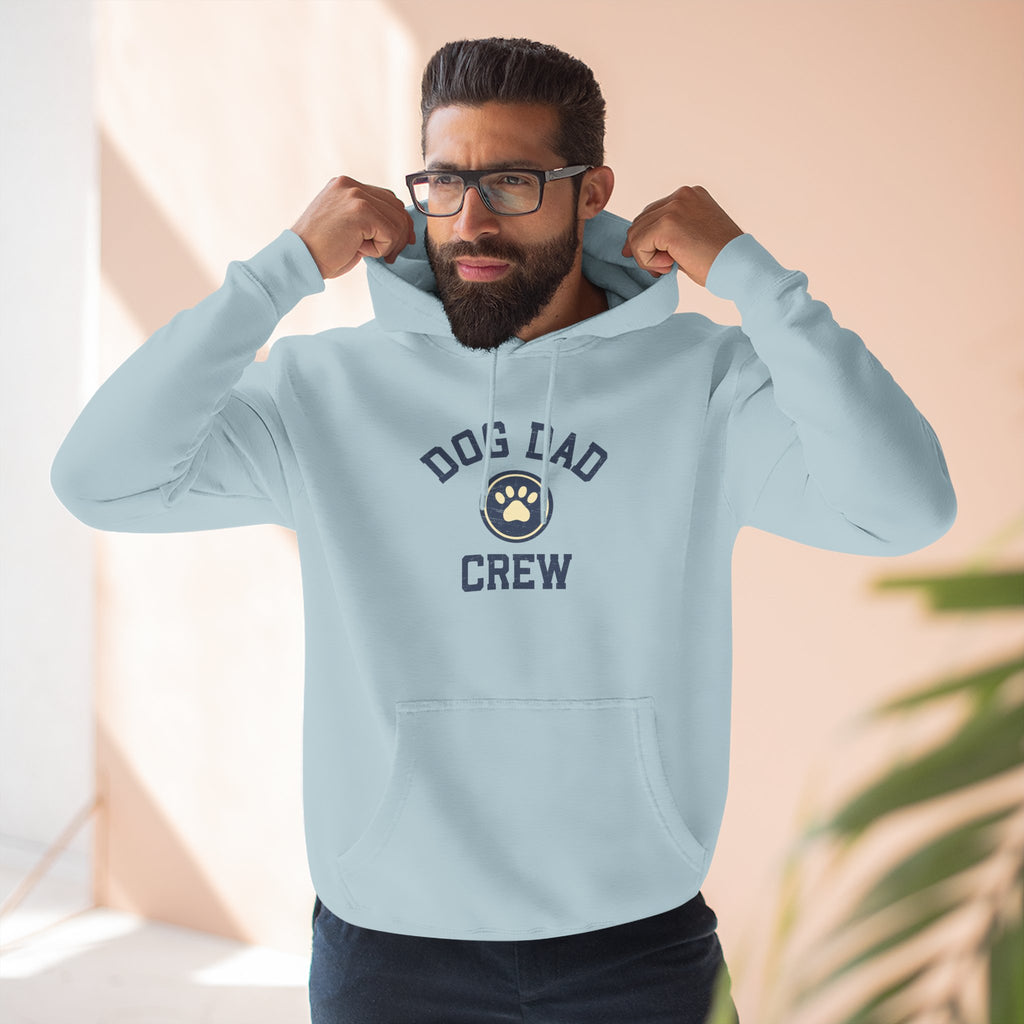 Retro Dog Dad Crew Three-Panel Fleece Hoodie | Dog Lover Vintage Design