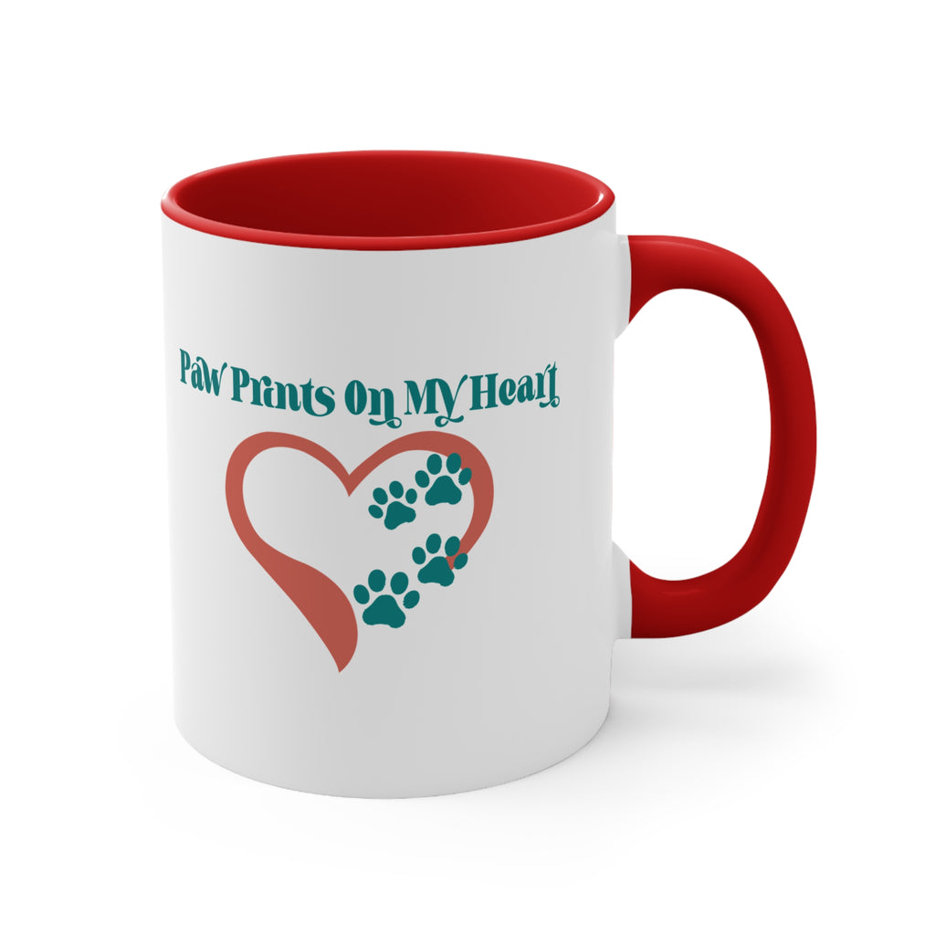 Paw Prints On My Heart Accent Mug — Cute Pet Lover Coffee Cup