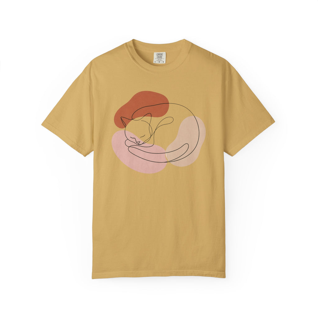 Cozy Curled Cat Silhouette T-Shirt