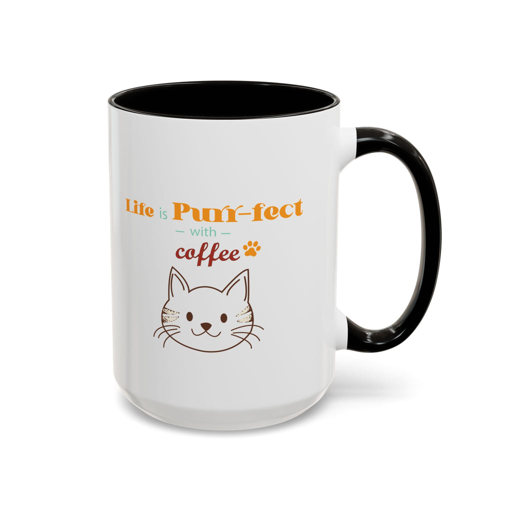 Life Is Purr-fect Coffee Mug — Colorful Cat Lover Ceramic Mug (11oz, 15oz)