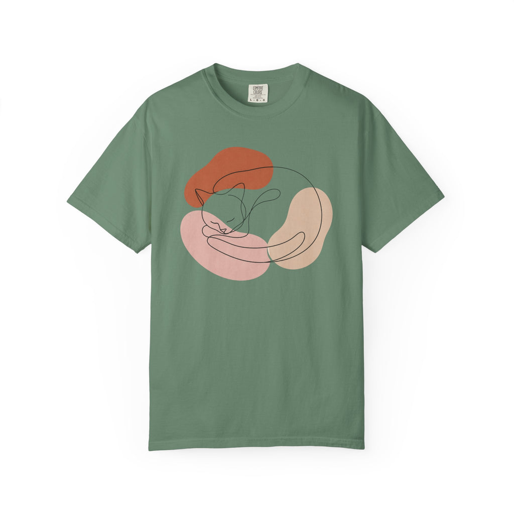 Cozy Curled Cat Silhouette T-Shirt