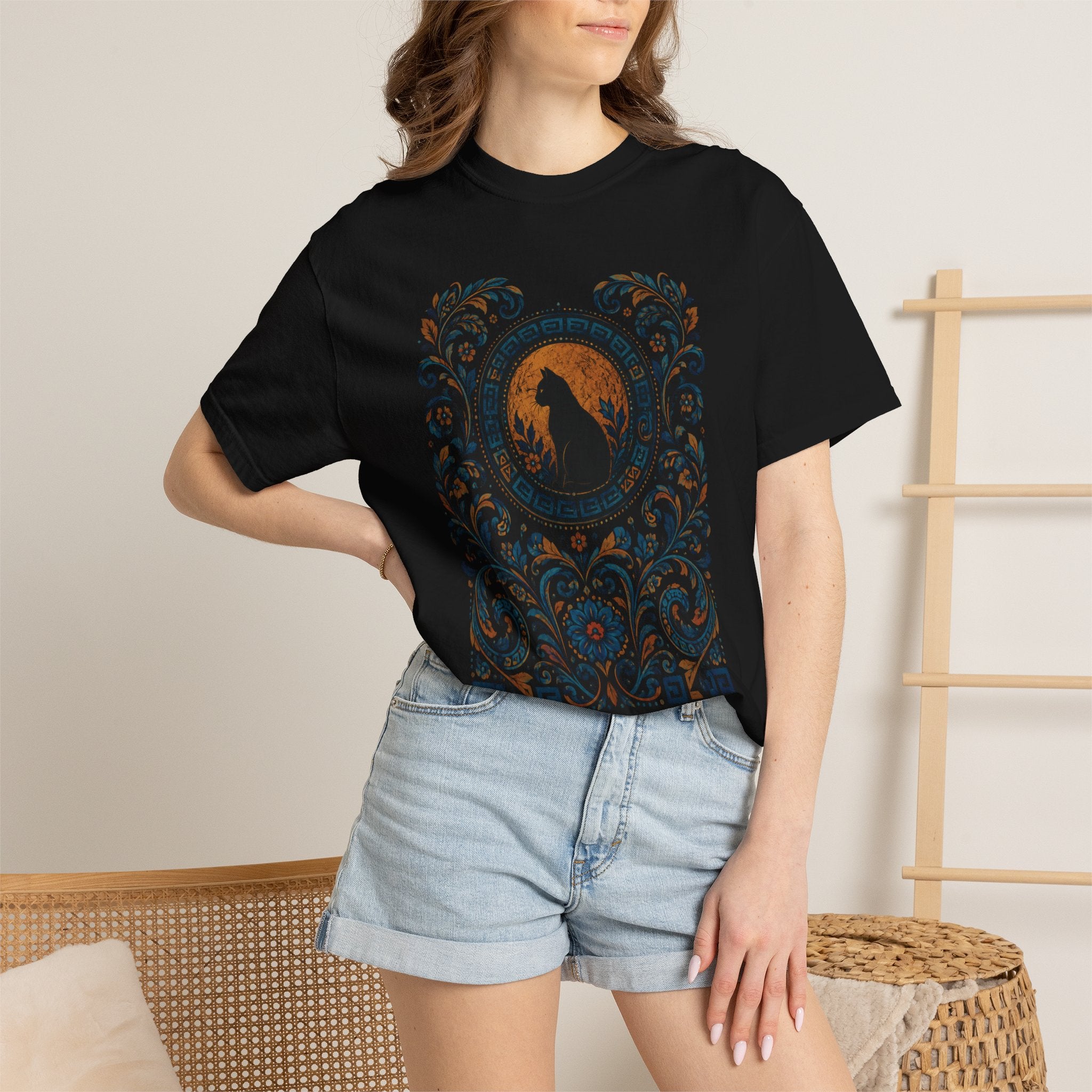 Vintage Floral Cat T-Shirt