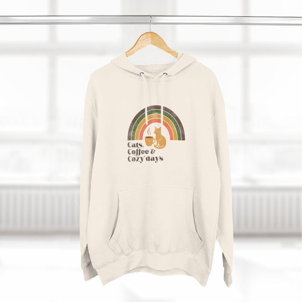 Retro Cats Coffee Cozy Days Hoodie | Cat Lover Graphic