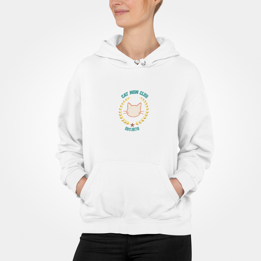 Retro Cat Mom design Three-Panel Fleece Hoodie | Vintage Cat Lover