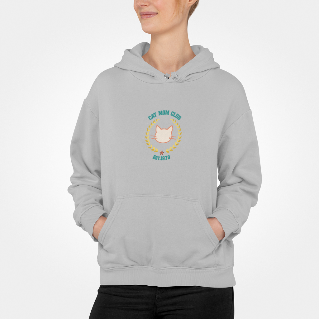 Retro Cat Mom design Three-Panel Fleece Hoodie | Vintage Cat Lover