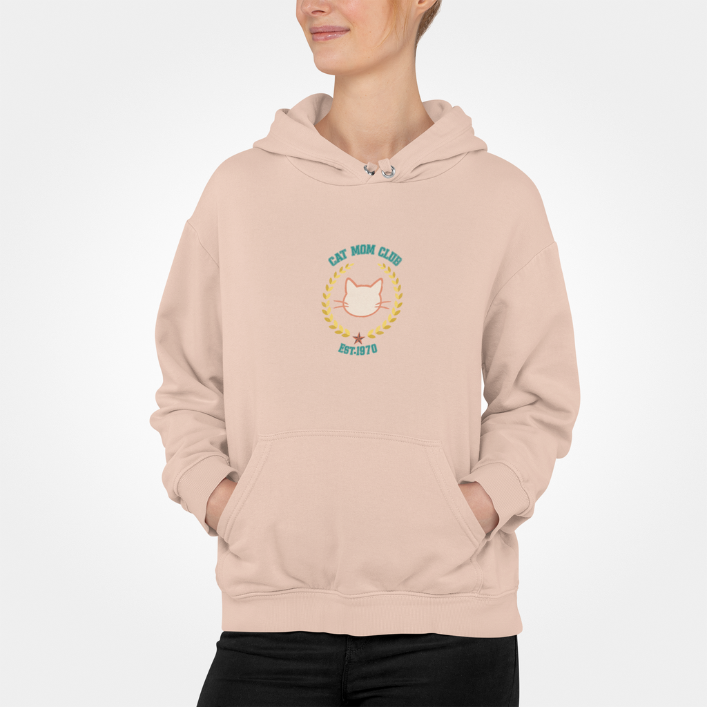 Retro Cat Mom design Three-Panel Fleece Hoodie | Vintage Cat Lover
