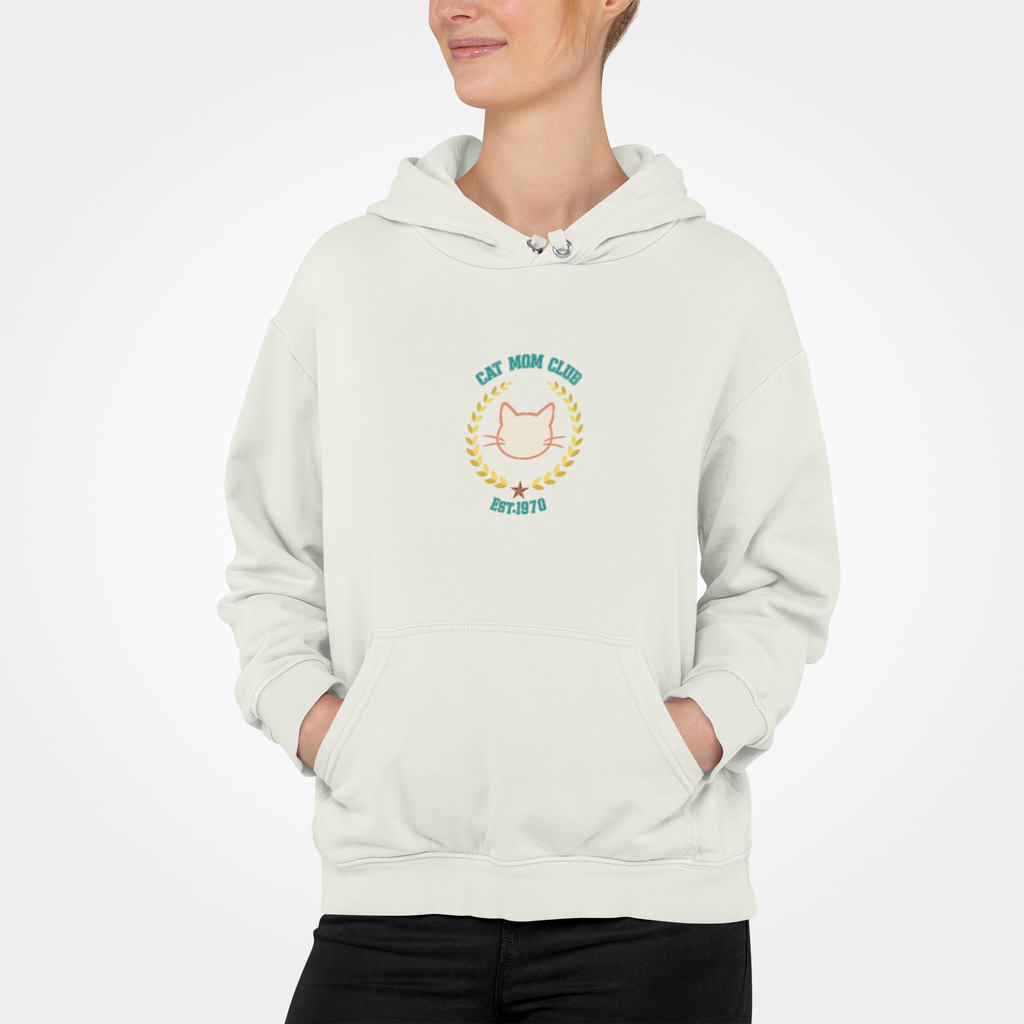 Retro Cat Mom design Three-Panel Fleece Hoodie | Vintage Cat Lover