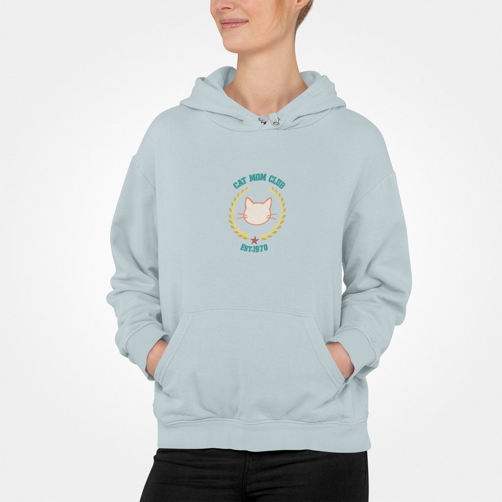 Retro Cat Mom design Three-Panel Fleece Hoodie | Vintage Cat Lover