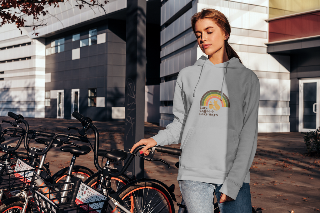 Retro Cats Coffee Cozy Days Hoodie | Cat Lover Graphic