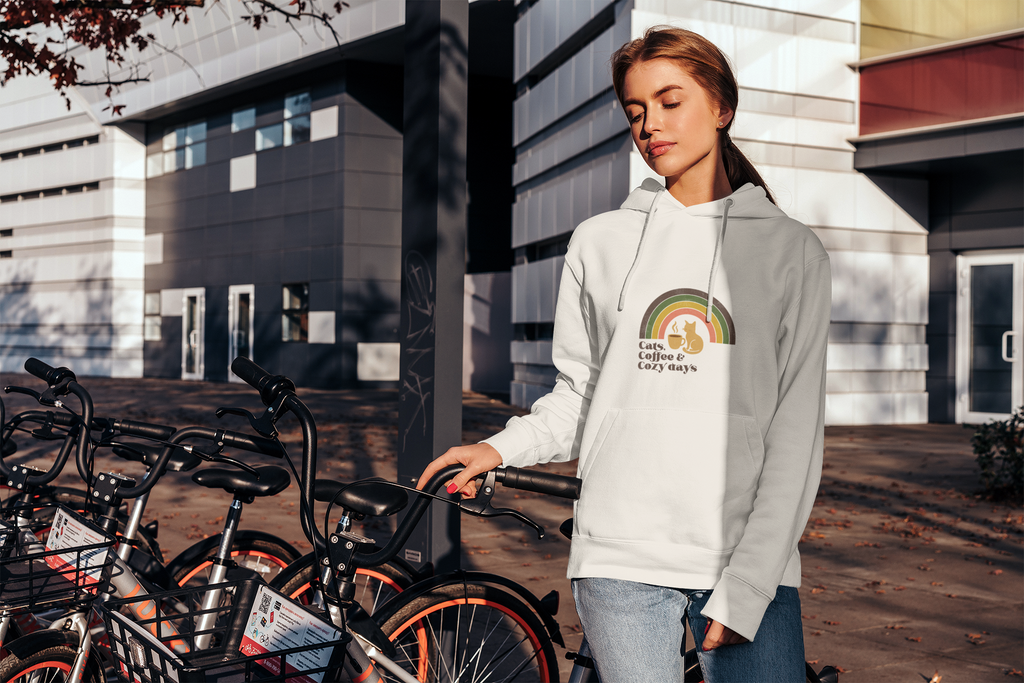 Retro Cats Coffee Cozy Days Hoodie | Cat Lover Graphic