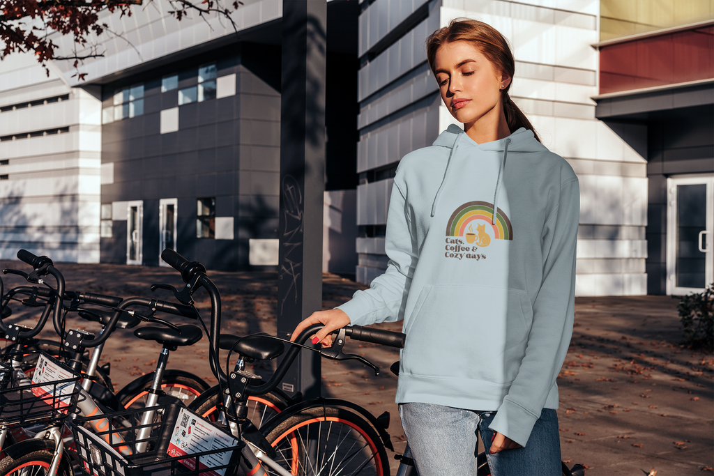 Retro Cats Coffee Cozy Days Hoodie | Cat Lover Graphic