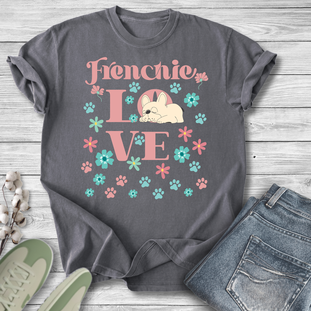 Frenchie Love Retro T-Shirt — French Bulldog Dog Lover Tee