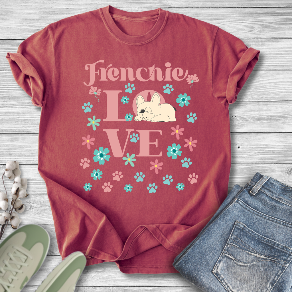Frenchie Love Retro T-Shirt — French Bulldog Dog Lover Tee