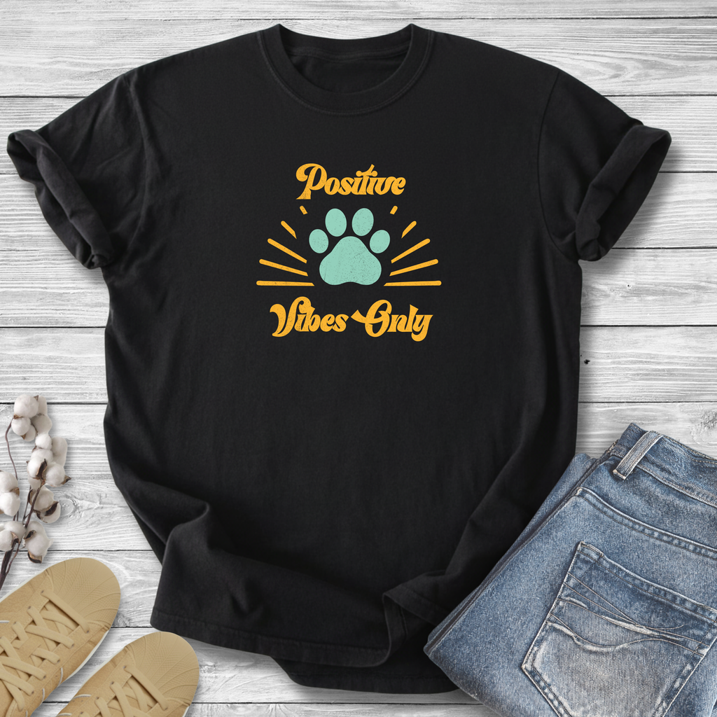 Positive Vibes Pet Lover T-Shirt — Retro Dog & Cat Tee