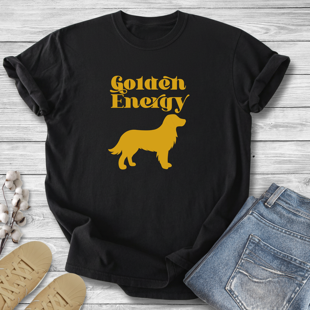 Golden Retriever Pet Lover T-Shirt — "Golden Energy" Non-distressed Graphic