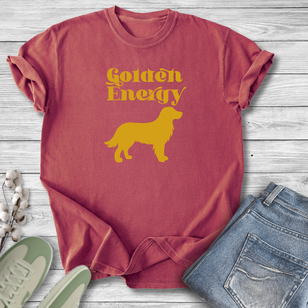 Golden Retriever Pet Lover T-Shirt — "Golden Energy" Non-distressed Graphic