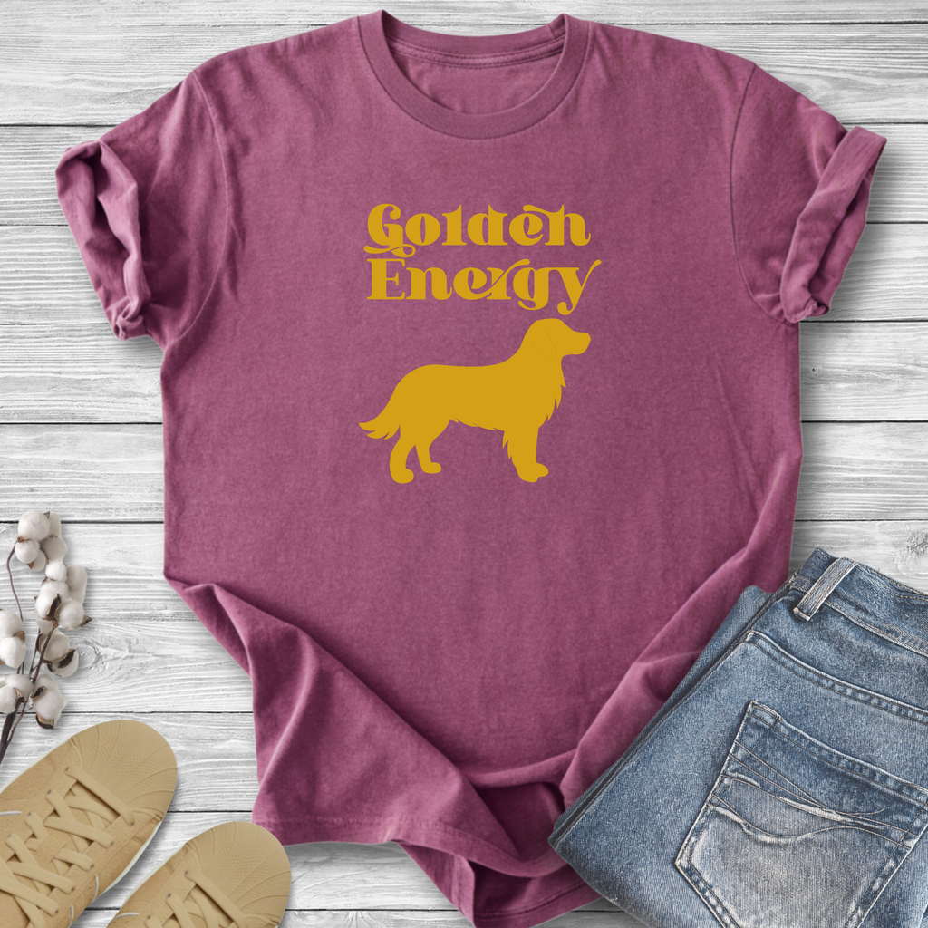 Golden Retriever Pet Lover T-Shirt — "Golden Energy" Non-distressed Graphic