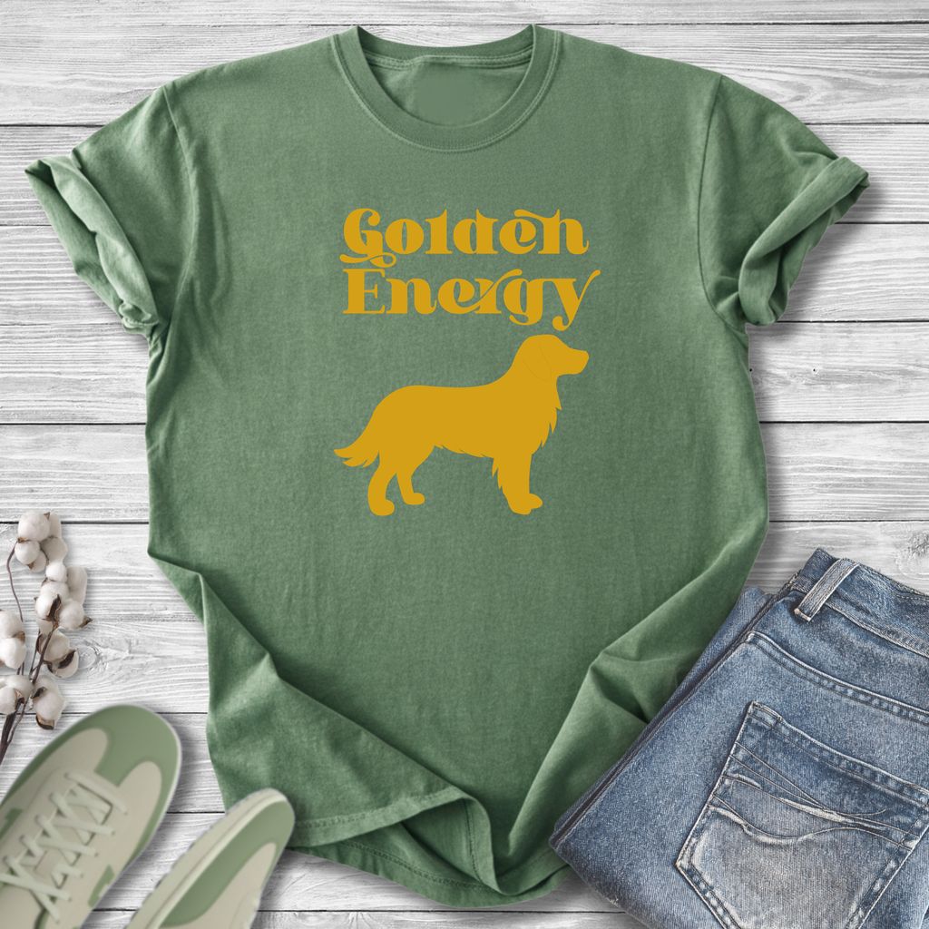 Golden Retriever Pet Lover T-Shirt — "Golden Energy" Non-distressed Graphic