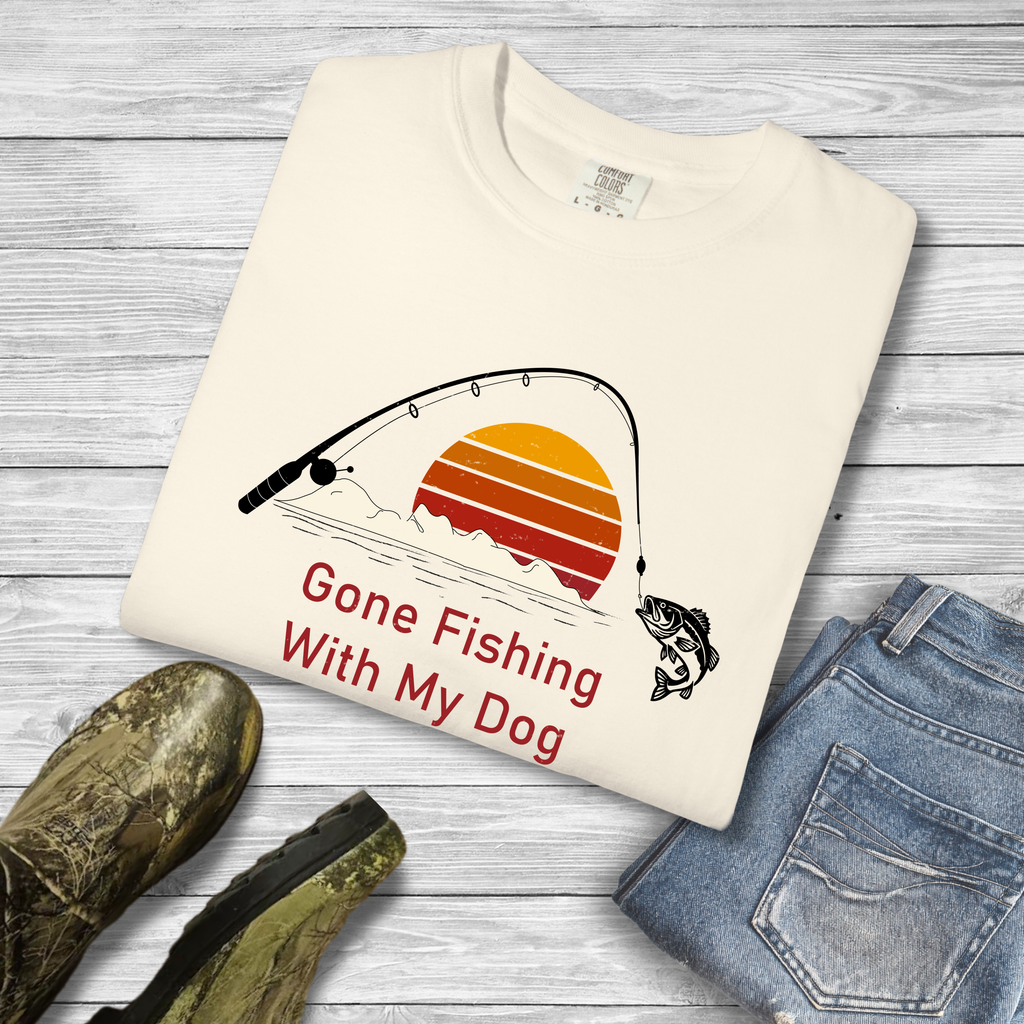 Gone Fishing With My Dog Retro Dog Lover T-Shirt