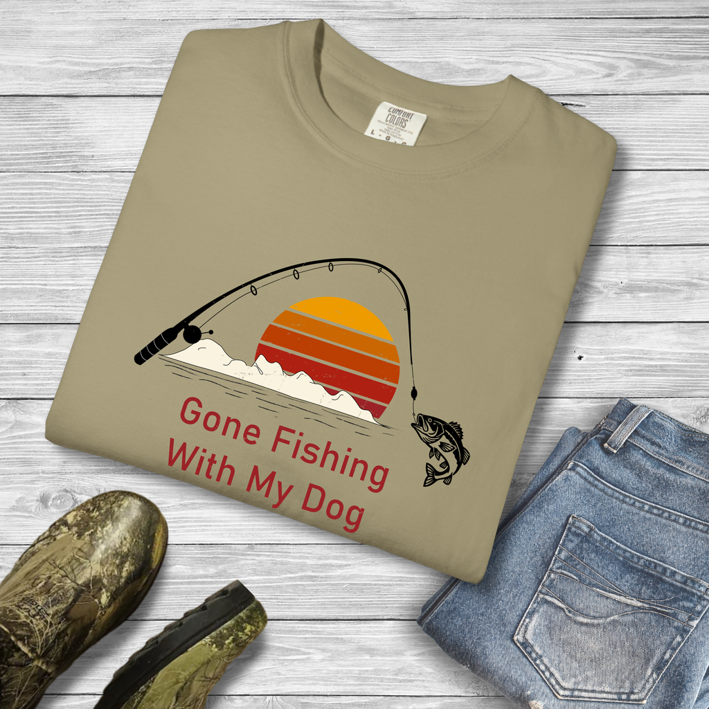 Gone Fishing With My Dog Retro Dog Lover T-Shirt