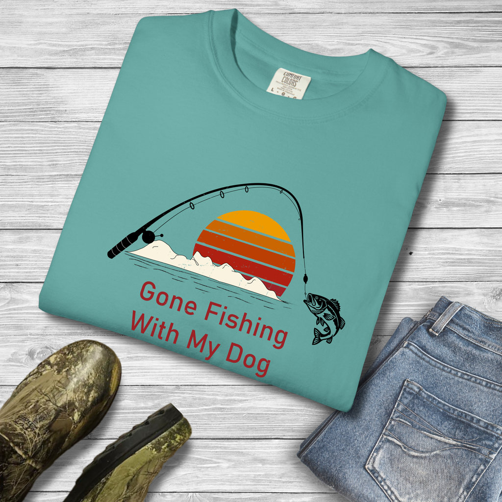 Gone Fishing With My Dog Retro Dog Lover T-Shirt