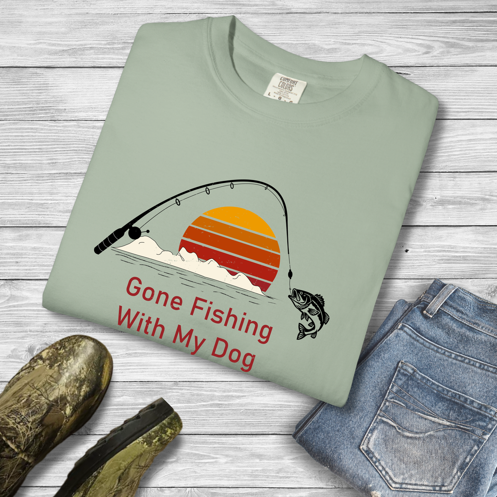 Gone Fishing With My Dog Retro Dog Lover T-Shirt