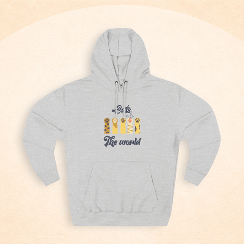 Distressed Retro Cat Lover Three-Panel Fleece Hoodie