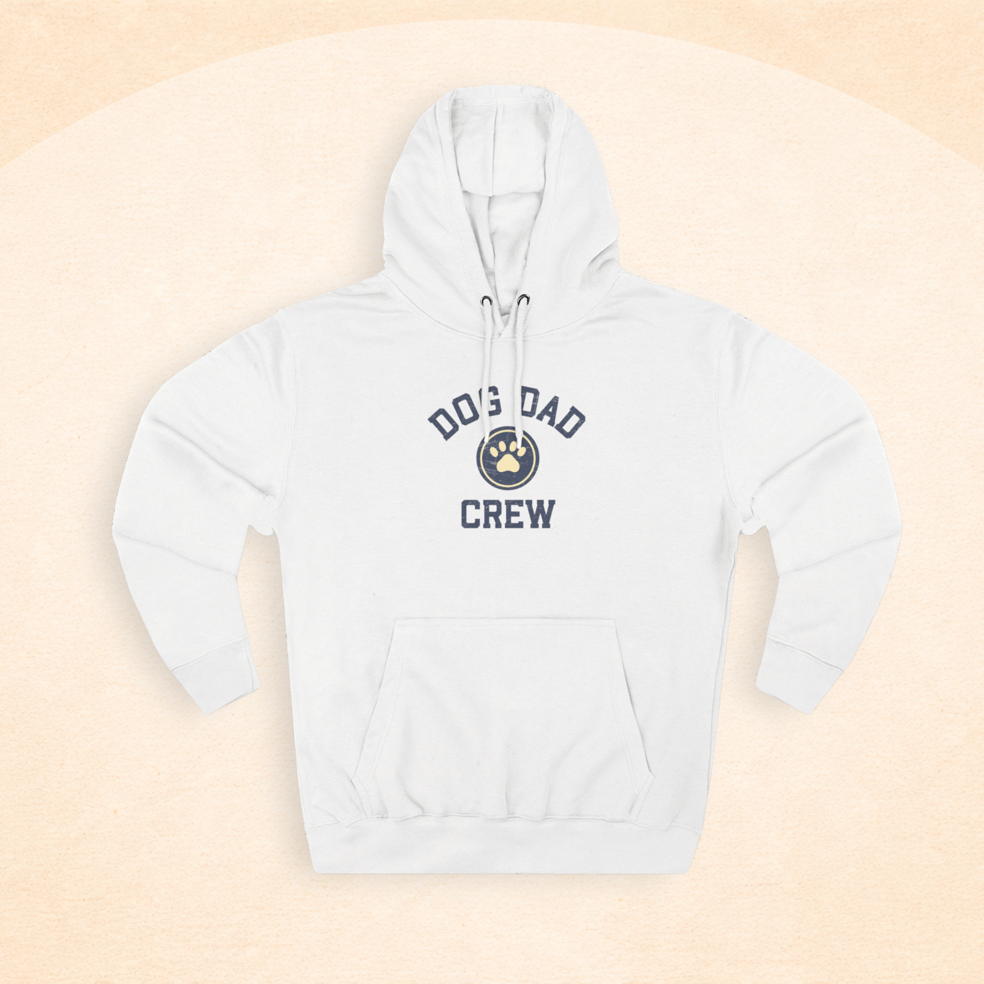 Retro Dog Dad Crew Three-Panel Fleece Hoodie | Dog Lover Vintage Design