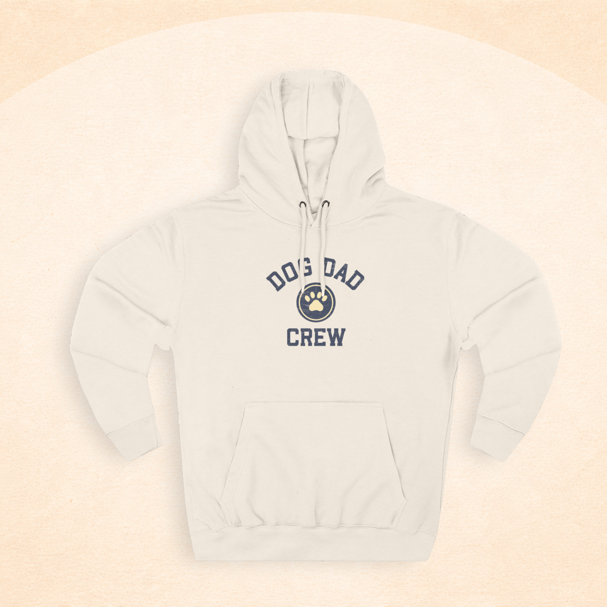 Retro Dog Dad Crew Three-Panel Fleece Hoodie | Dog Lover Vintage Design