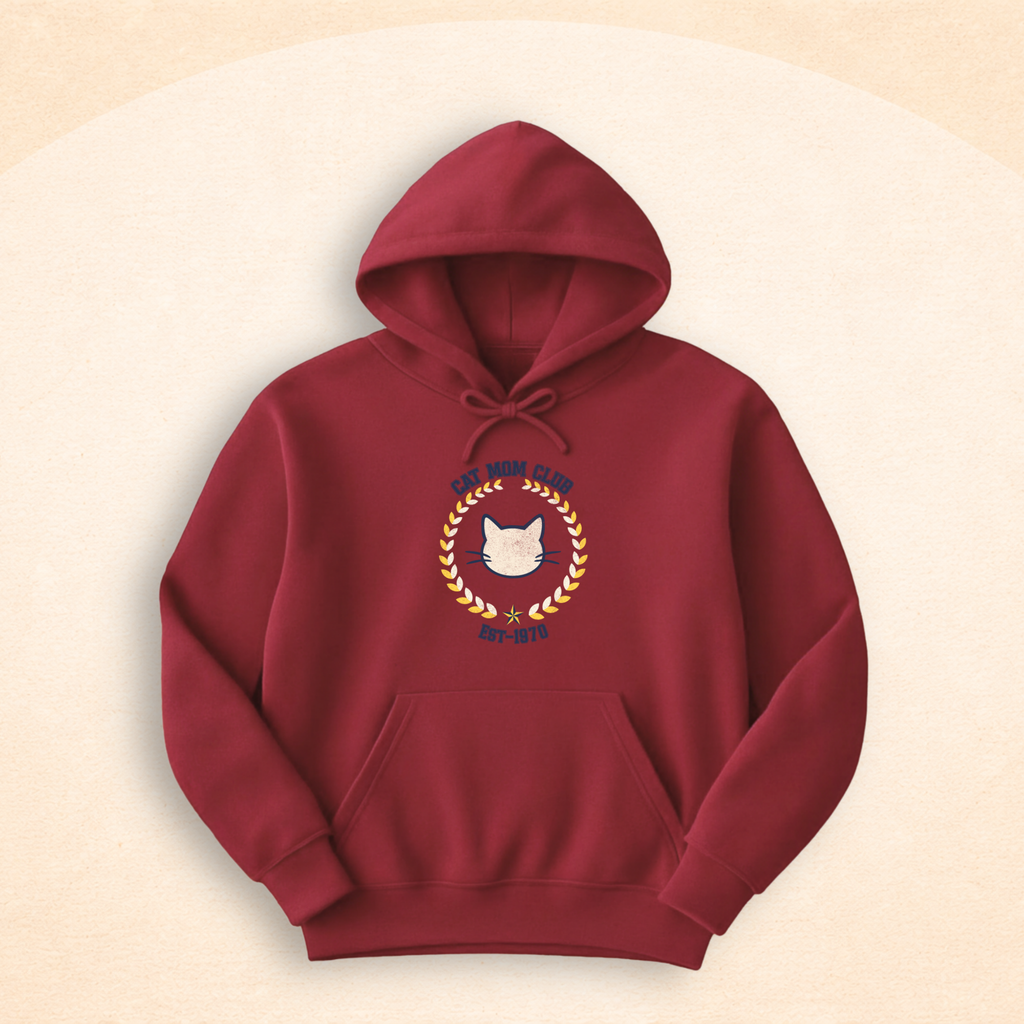 Cat Mom Club Hoodie | Cozy Retro Cat Lover Sweatshirt