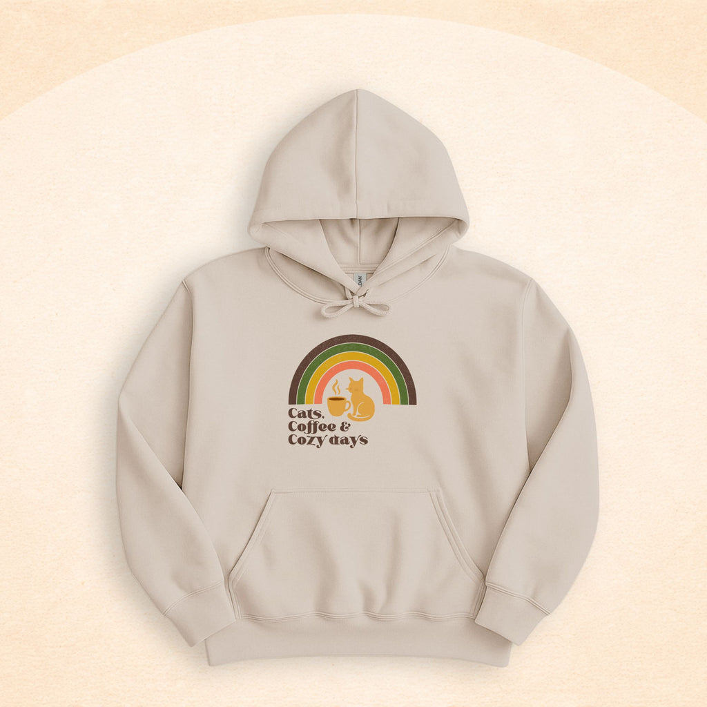 Cats, Coffee, And Cozy Days Hoodie | Cozy Cat Lover Sweatshirt