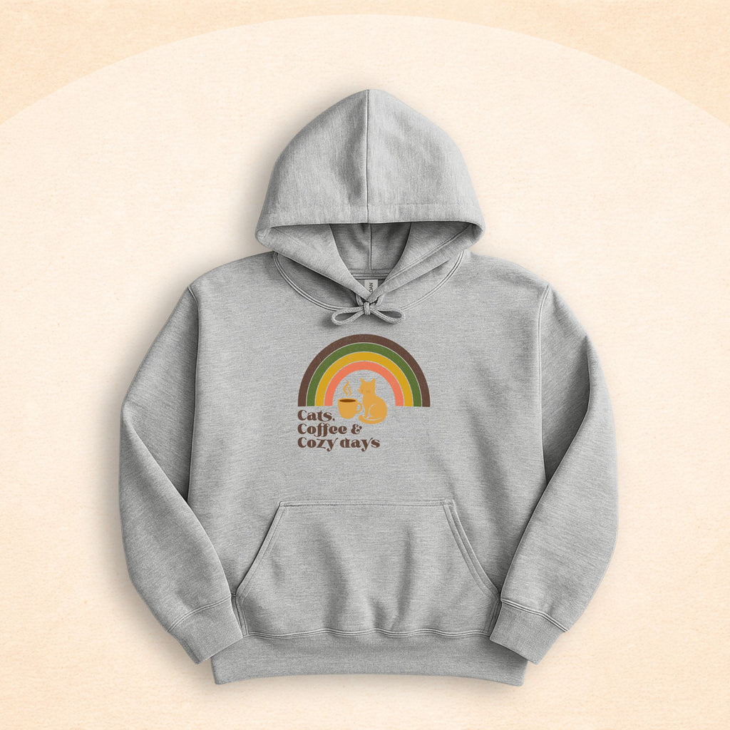 Cats, Coffee, And Cozy Days Hoodie | Cozy Cat Lover Sweatshirt
