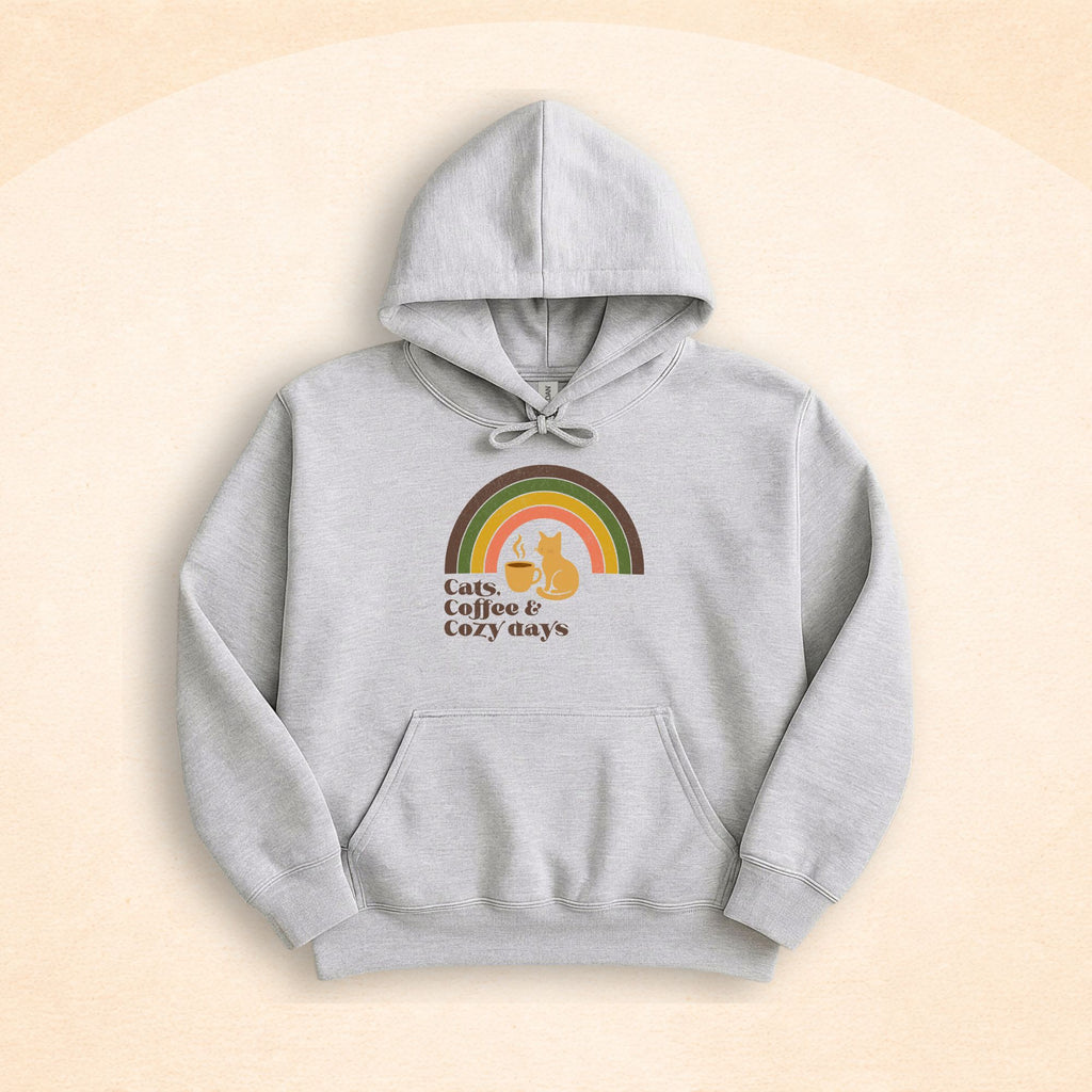 Cats, Coffee, And Cozy Days Hoodie | Cozy Cat Lover Sweatshirt