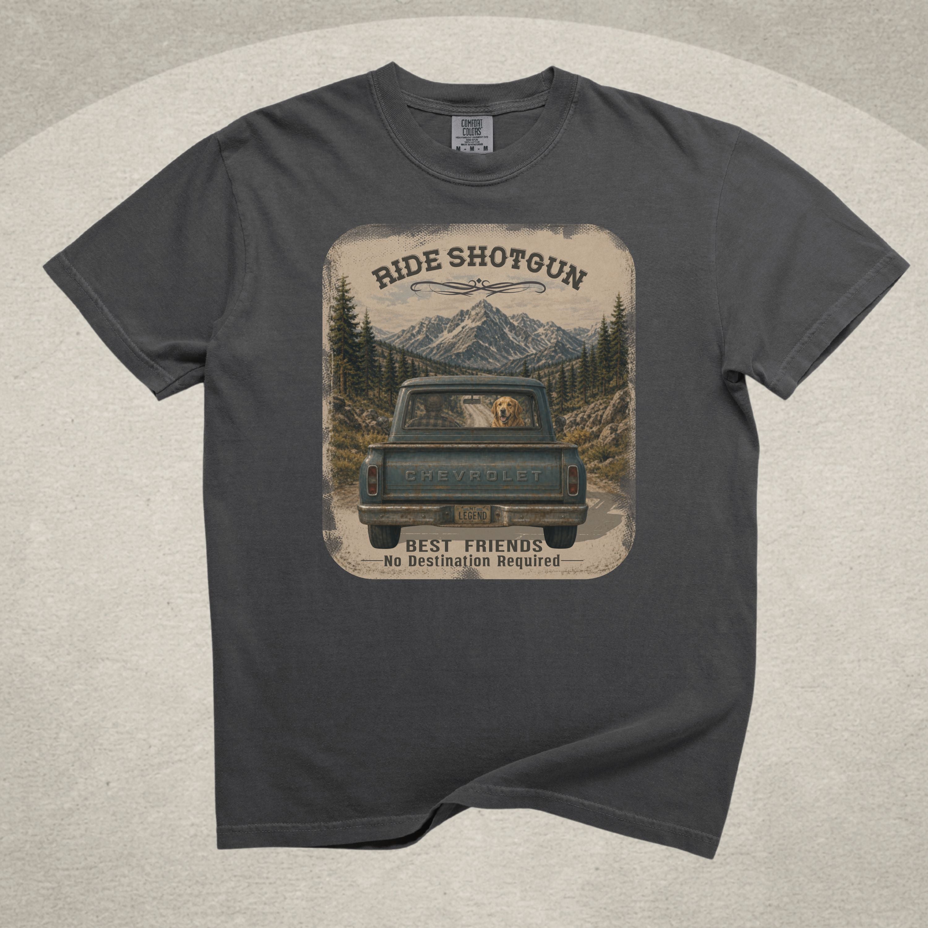Ride Shotgun — Golden Retriever Graphic Tee