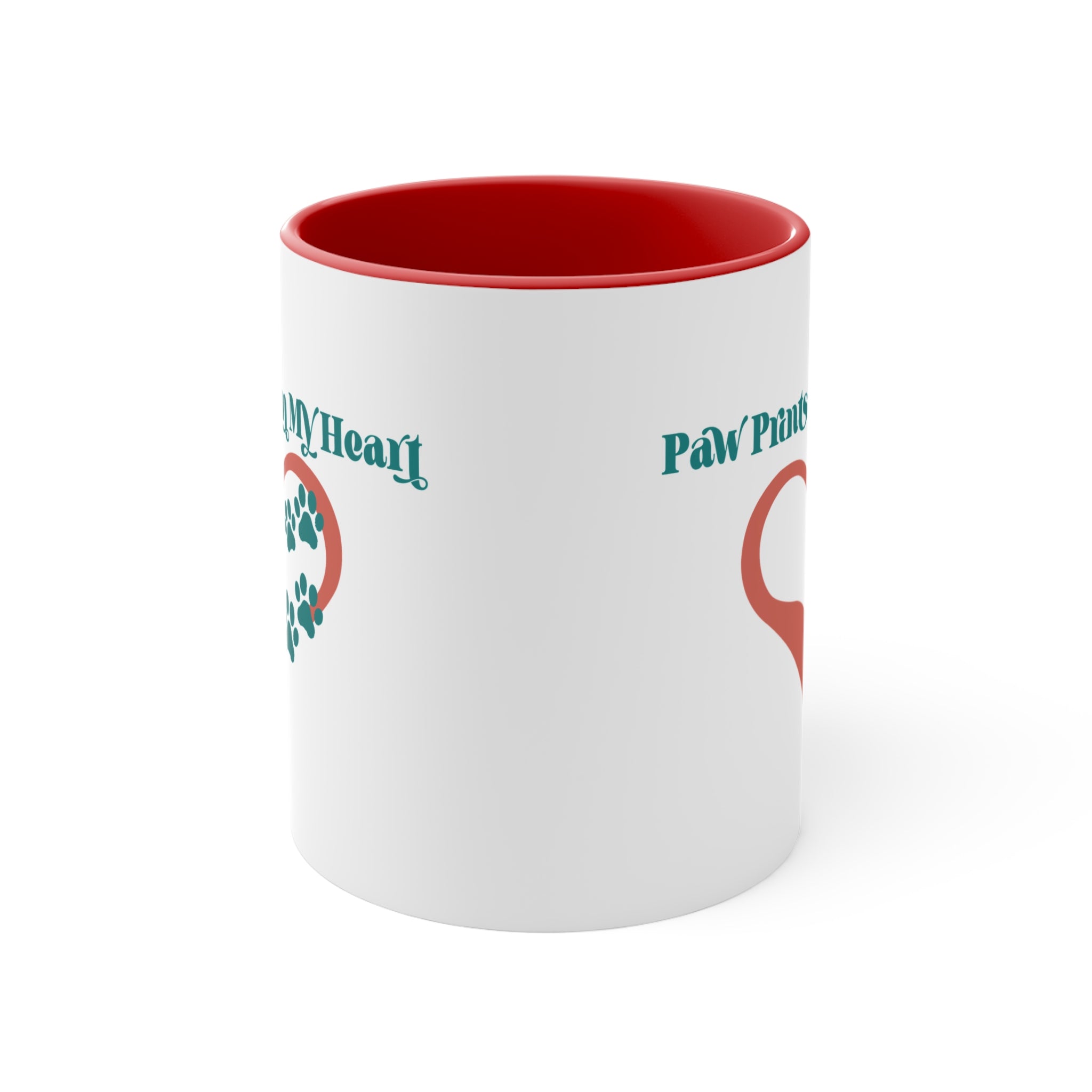 Paw Prints On My Heart Accent Mug — Cute Pet Lover Coffee Cup