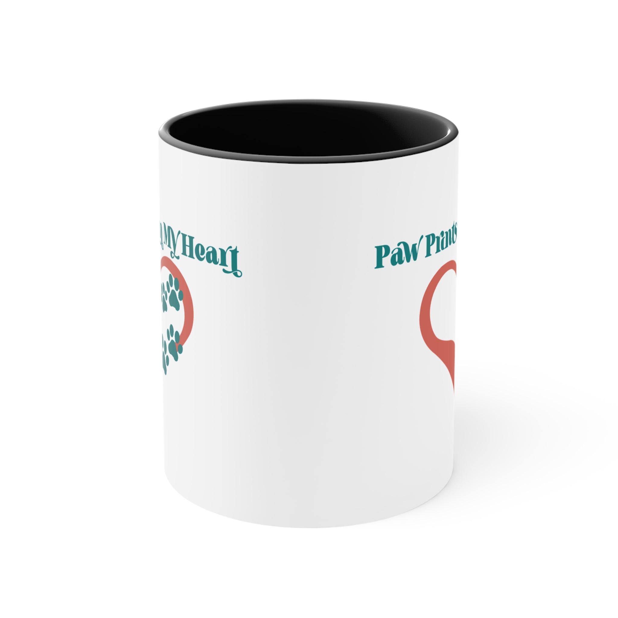 Paw Prints On My Heart Accent Mug — Cute Pet Lover Coffee Cup