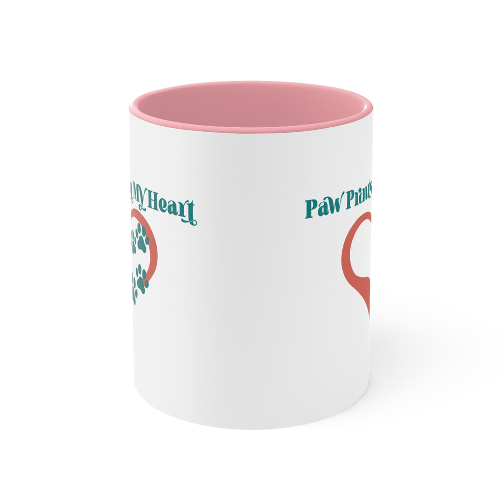 Paw Prints On My Heart Accent Mug — Cute Pet Lover Coffee Cup
