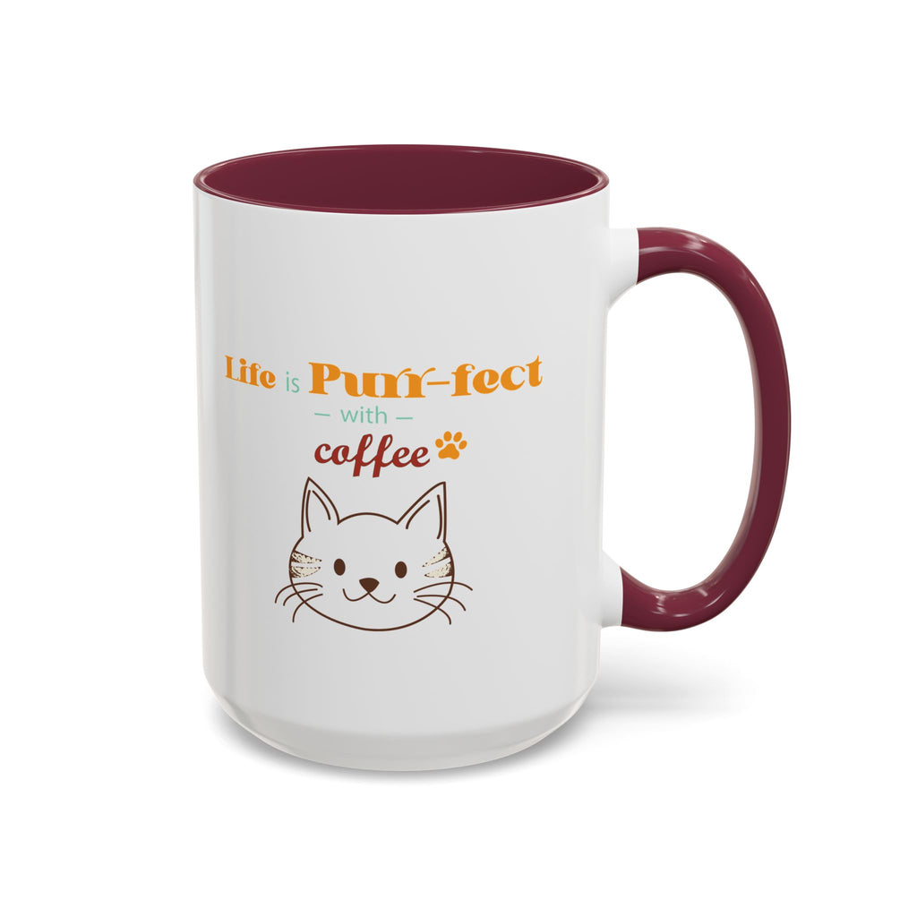 Life Is Purr-fect Coffee Mug — Colorful Cat Lover Ceramic Mug (11oz, 15oz)