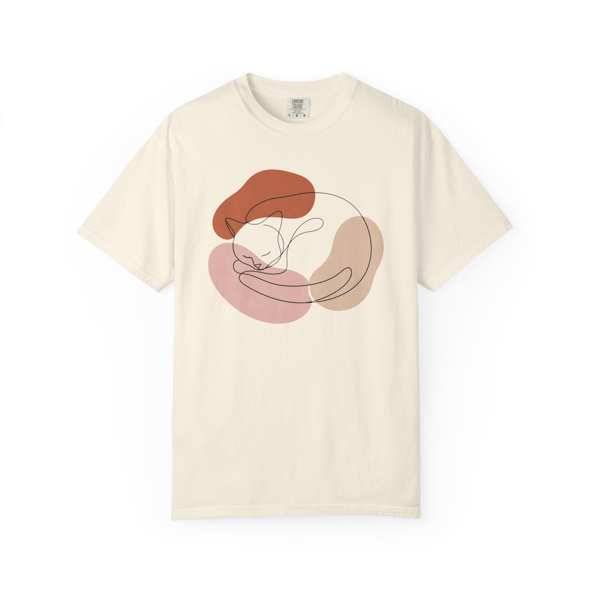 Cozy Curled Cat Silhouette T-Shirt