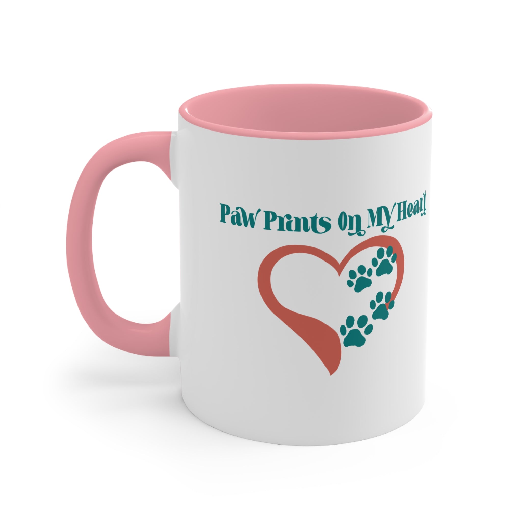 Paw Prints On My Heart Accent Mug — Cute Pet Lover Coffee Cup