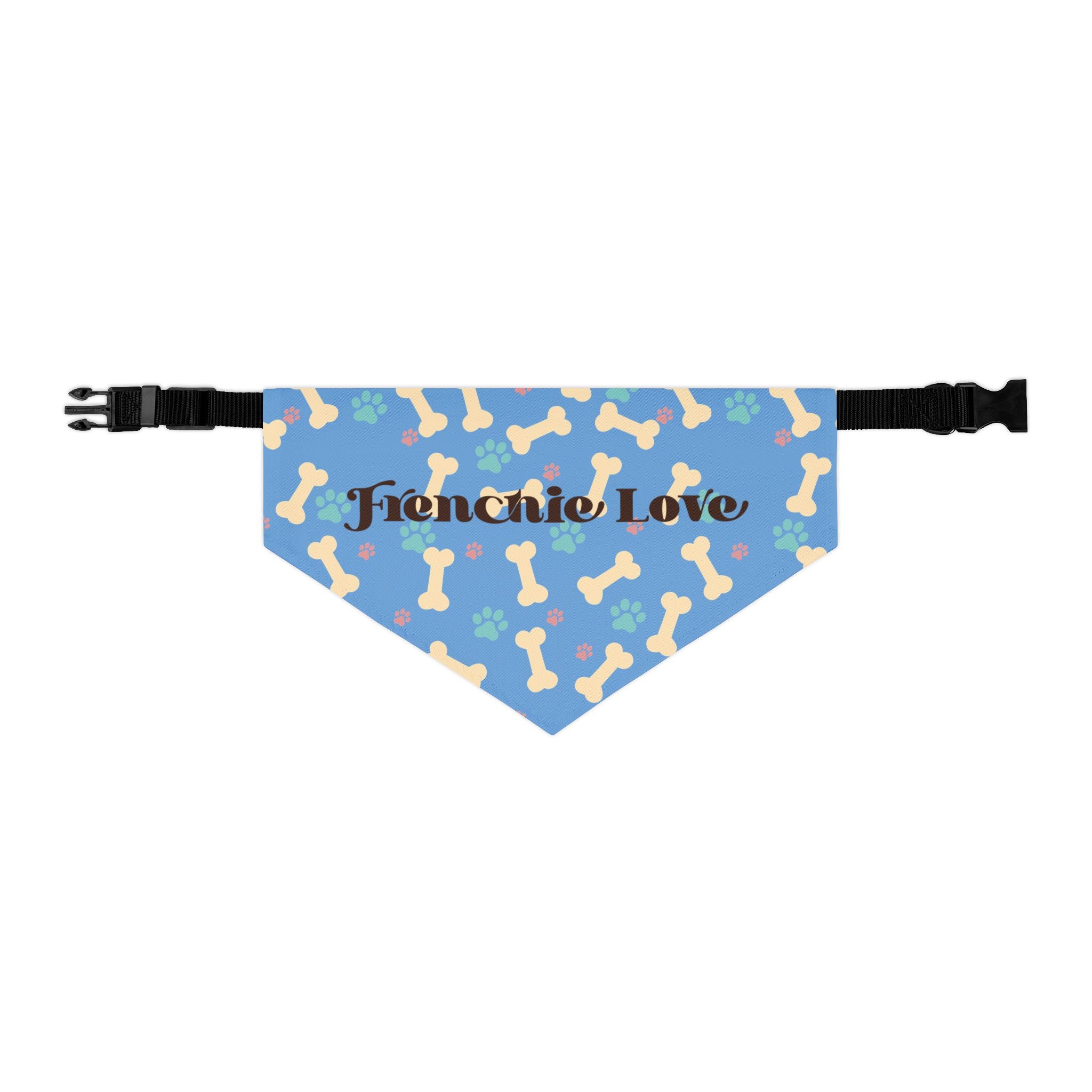Frenchie Love Pet Bandana — "Pet Lover" Collar for French Bulldog Owners