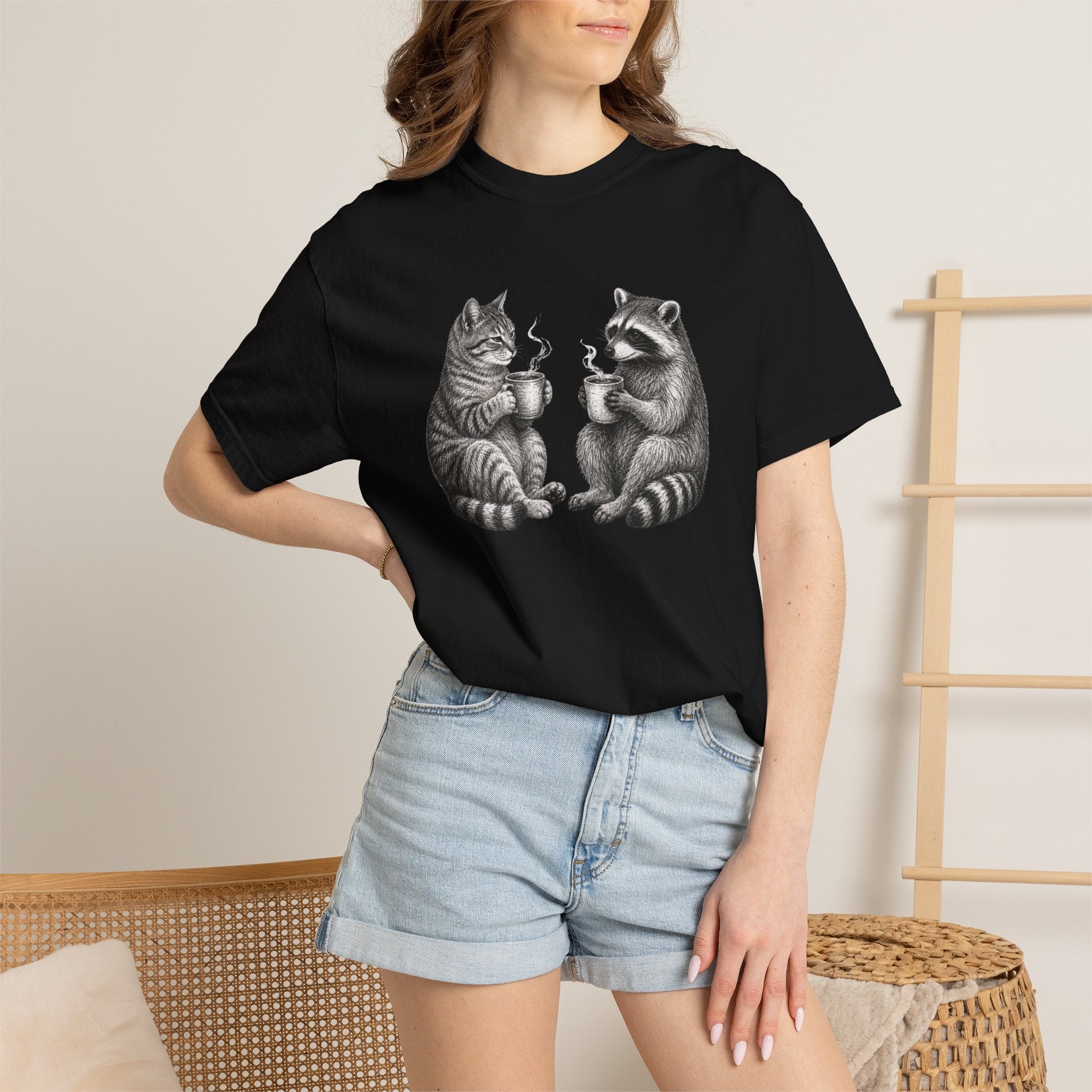 Morning Gossip Cat T-Shirt