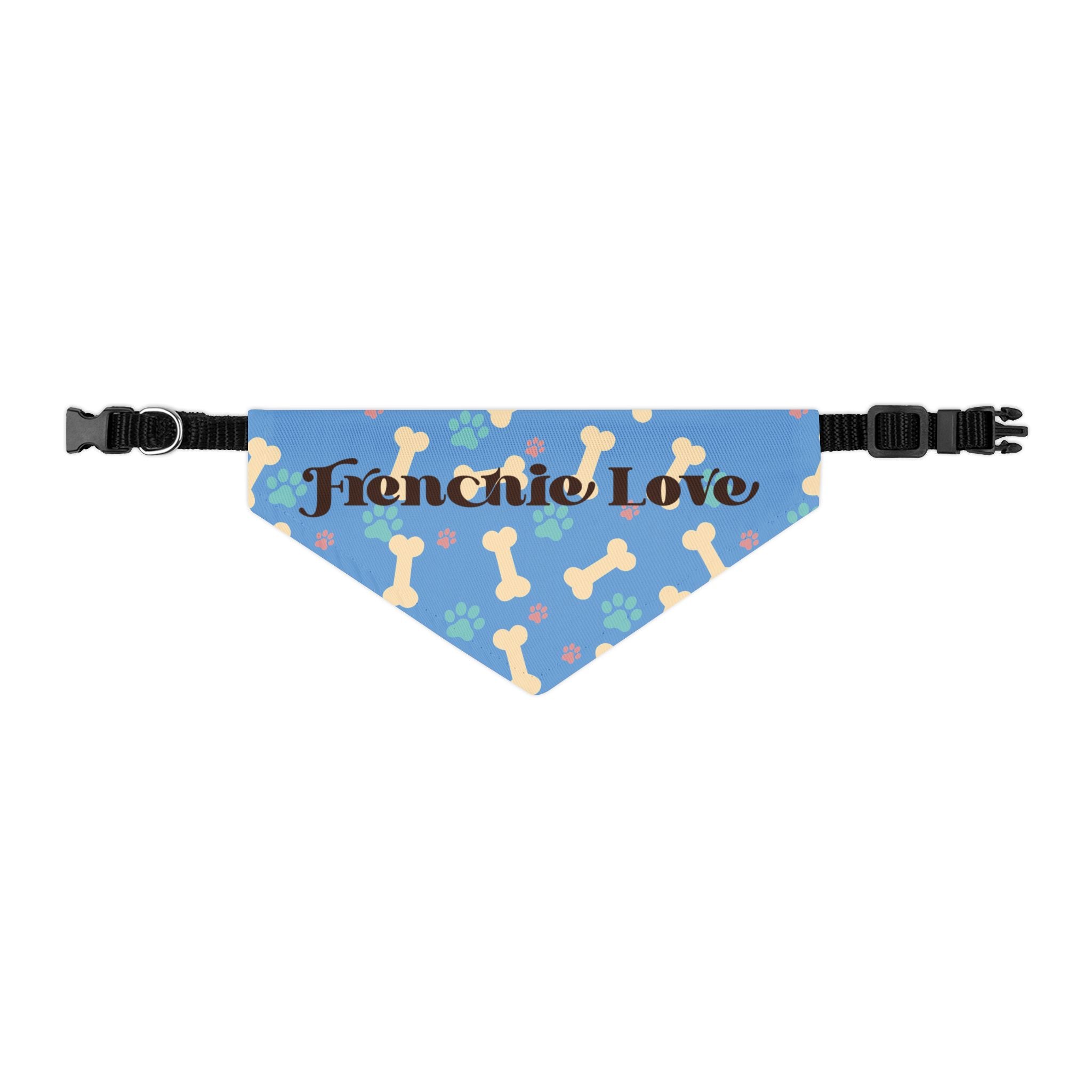 Frenchie Love Pet Bandana — "Pet Lover" Collar for French Bulldog Owners